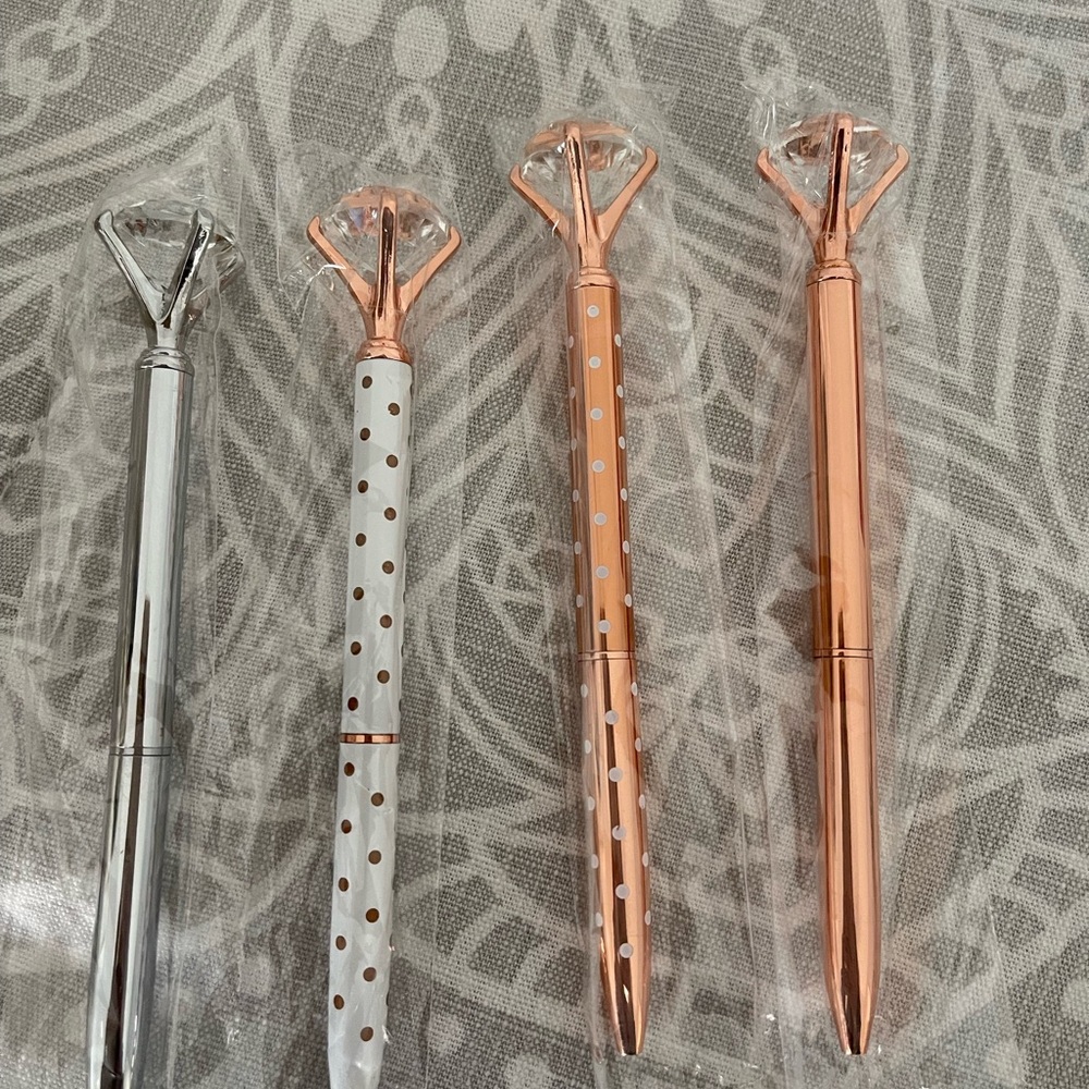 Rose Gold and Silver Diamond Pens